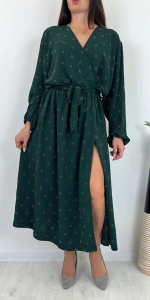 VERONA SUKIENKA KOPERTOWA Z CEKINAMI DŁUGA butelkowa zieleń