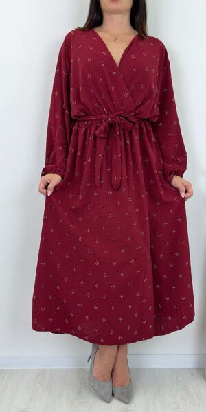 VERONA SUKIENKA KOPERTOWA Z CEKINAMI DŁUGA bordowa