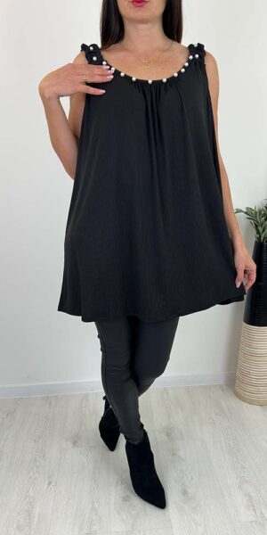 TOP BOKSERKA PEREŁKI BLUZKA czarna