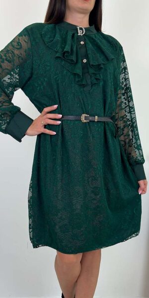 VALERIA KORONKOWA SUKIENKA Z ŻABOTEM zielona