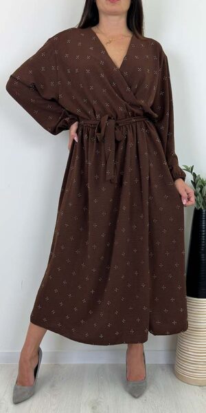 VERONA SUKIENKA KOPERTOWA Z CEKINAMI DŁUGA czekoladowa