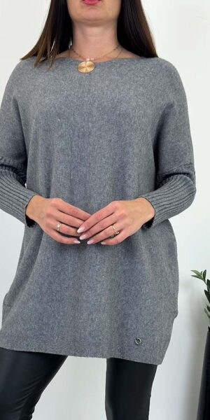 PAMELA DŁUGI  SWETER TUNIKA szary