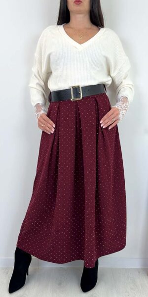 Shila SPÓDNICA w cekiny bordowa