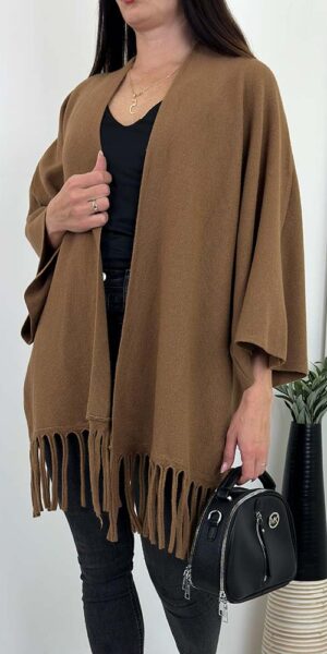 ROLEN KARDIGAN PONCZO SWETER camel