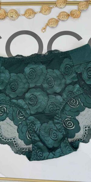 Majtki Bawełniane GŁADKIE z Koronką ZIELONE