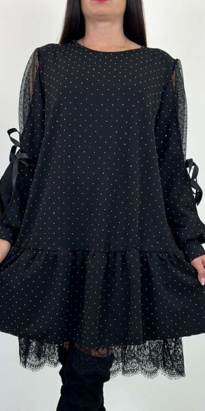 SUKIENKA GREMI siateczkowe rękawki W CEKINY czarna