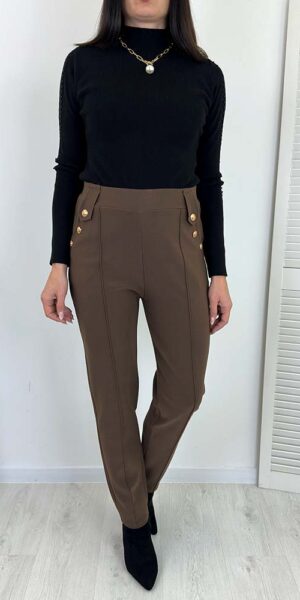 MIRKO SPODNIE Z KIESZENIAMI mokka guziki