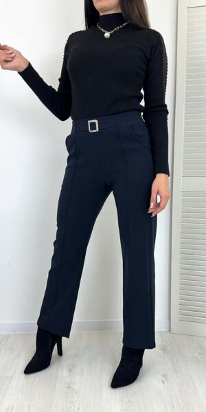 REST SPODNIE Z KIESZENIAMI szerokie elastyczne granatowe