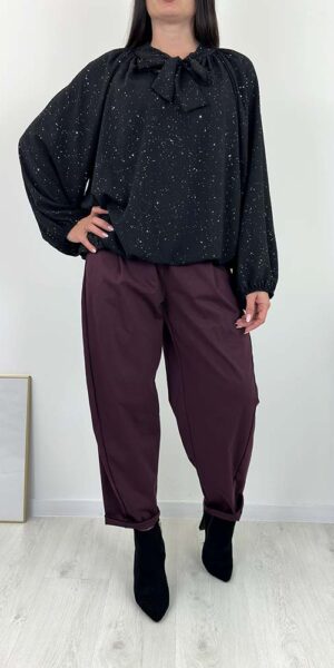 BLUZKA ROSA błyszcząca z kokardką czarna