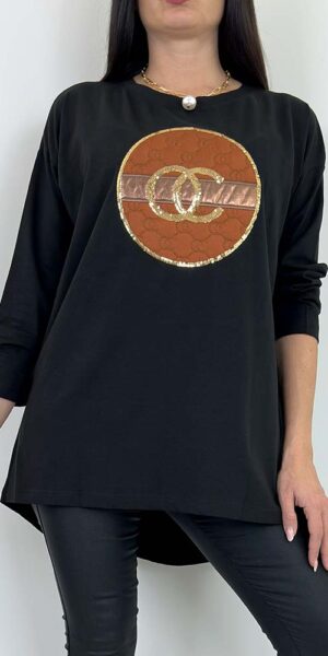 TUNIKA BLUZKA STAR bawełniana czarna