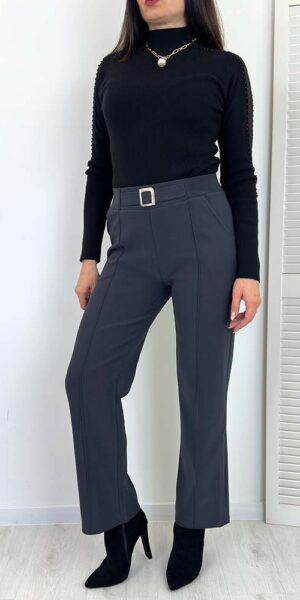 REST SPODNIE Z KIESZENIAMI szerokie elastyczne grafitowe