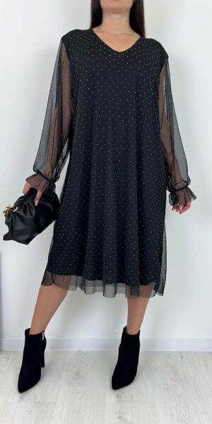 SUKIENKA DORA w drobne cekiny siateczkowa czarny