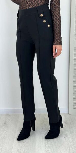 MIRKO SPODNIE Z KIESZENIAMI czarne guziki