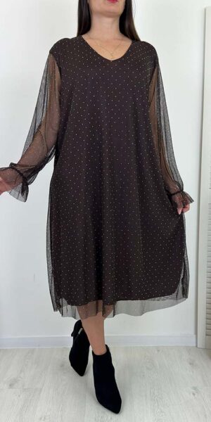 SUKIENKA DORA w drobne cekiny siateczkowa czekolada