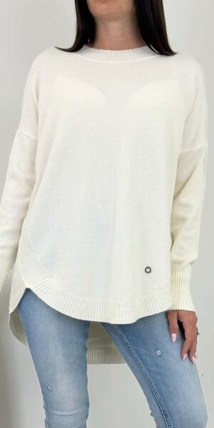 SWETER VALERI dłuższy  śmietanka