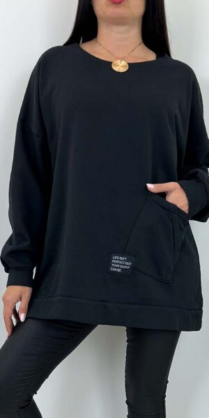 BLUZA BARTON premium bawełniana z naszywka czarna