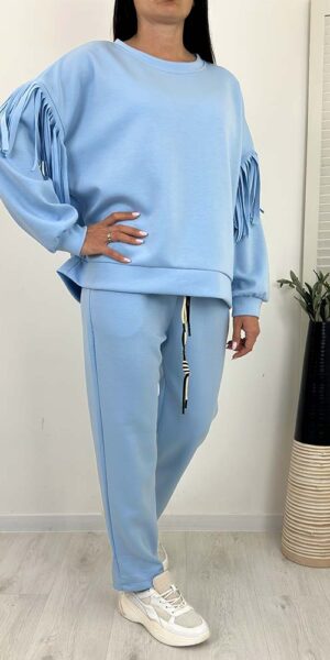 KOMPLET ARGO frędzle masełko niebieski