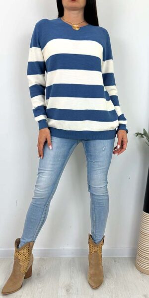 SWETER KOLINS W PASKI wiosenny jeansowy