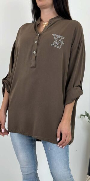 KARGO  KOSZULA BLUZKA LEJĄCA plus size czekolada