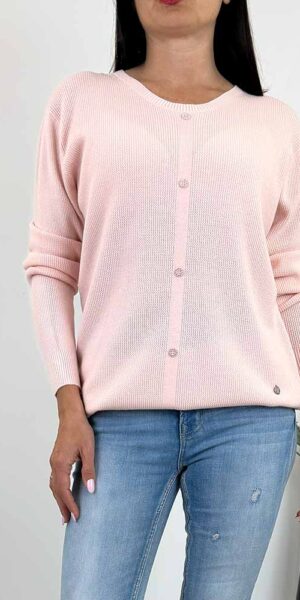 SWETER DIANA ozdobne guziki pudrowy