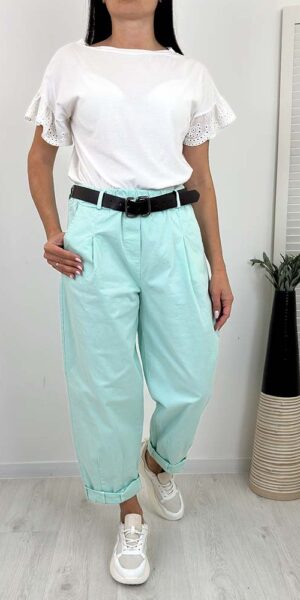 BENDI spodnie typu balloon miętowe