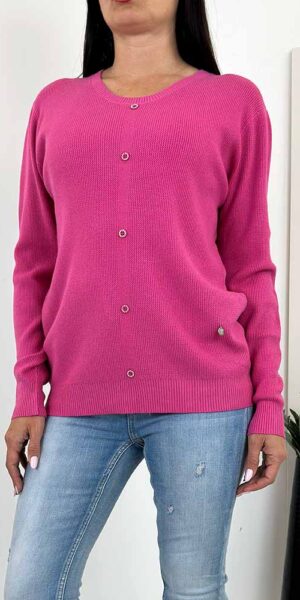 SWETER DIANA ozdobne guziki fuksja
