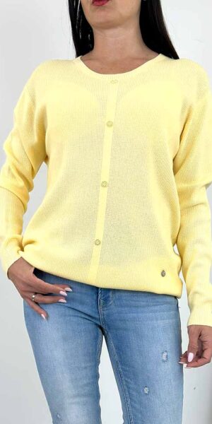 SWETER DIANA ozdobne guziki kanarkowy