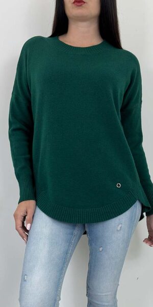 SWETER VALERI dłuższy butelkowa zieleń