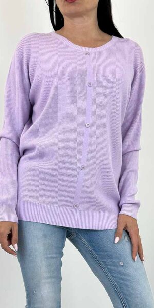 SWETER DIANA ozdobne guziki lawendowy