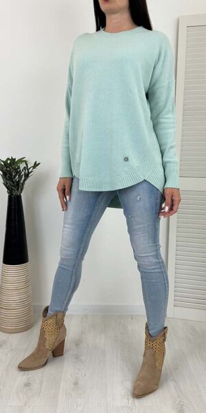 SWETER VALERI dłuższy Pistacja