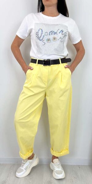 BENDI spodnie typu balloon żółte