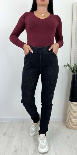 DEPPI JEANSY DŻINSY OCIEPLANE czarne