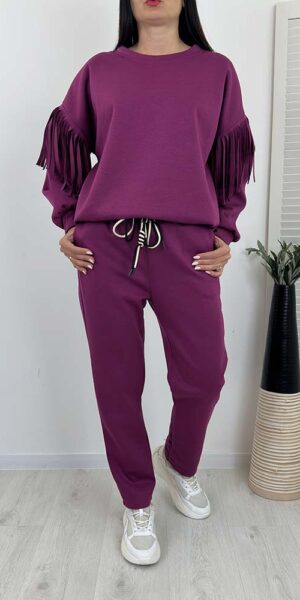 KOMPLET ARGO frędzle masełko śliwka