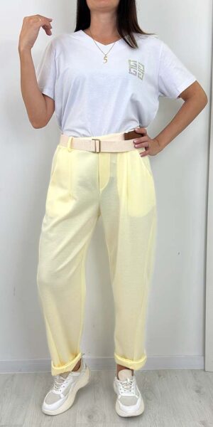 MONTI spodnie masełko boyfriendy balloon ŻÓŁTE