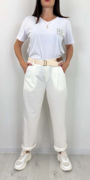 MONTI spodnie masełko boyfriendy balloon BIAŁE