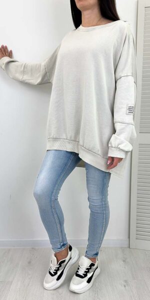 BLUZA PAUL premium bawełniana asymetryczna jasny beżowy