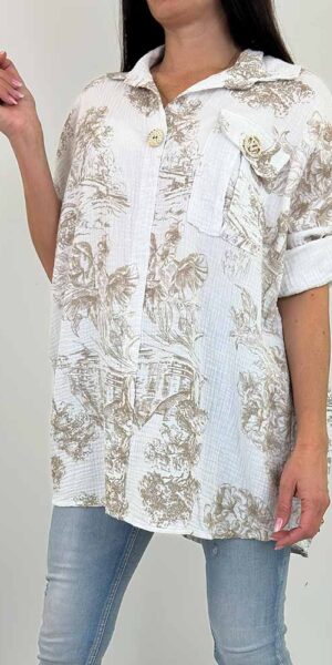 KOSZULA muślinowa GRECJA wzory beżowe