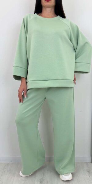 KOMPLET ERIKO SPODNIE I BLUZA masełko pistacja