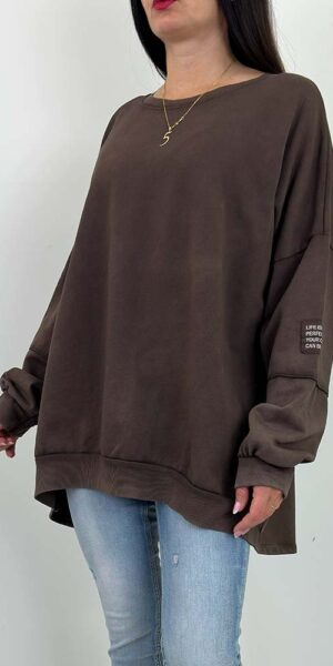 BLUZA PAUL premium bawełniana asymetryczna czekoladowa