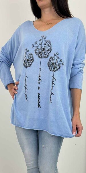 BLUZKA sweterek DIMA cekiny niebieski duży rozmiar