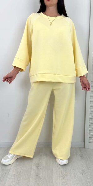 KOMPLET ERIKO SPODNIE I BLUZA masełko żółty