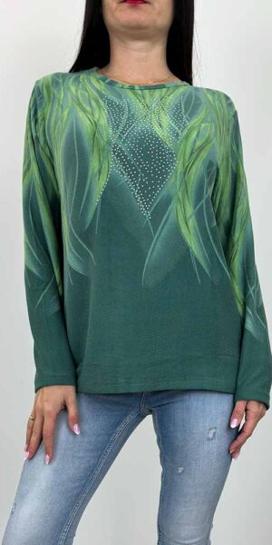 SWETEREK BLUZKA NELA zielony wzory