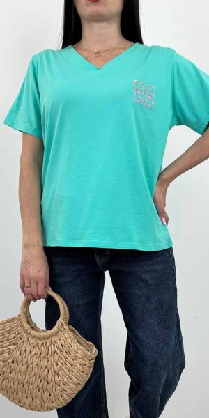 KISO  bluzka t-shirt bawełna zieleń