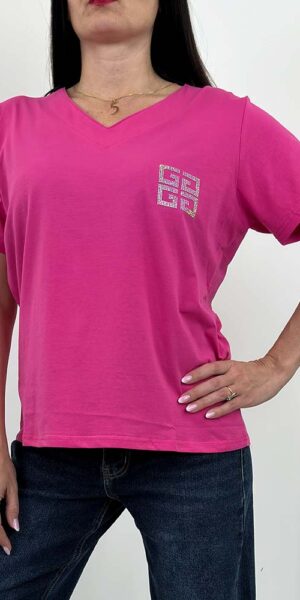 KISO  bluzka t-shirt bawełna fuksja