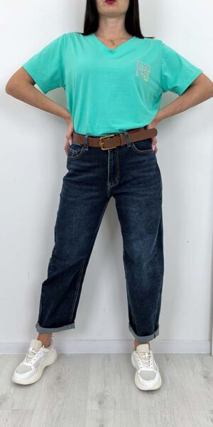 582 BALLOON SPODNIE JEANSY Z PASKIEM wiosenne