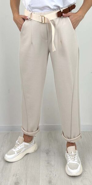 MONTE spodnie masełko boyfriendy balloon kremowe