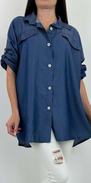 GERDA KOSZULA jeansowa zapinana ciemny jeans