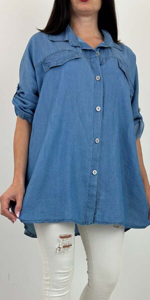 GERDA KOSZULA jeansowa zapinana średni jeans