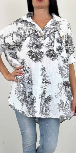 KOSZULA muślinowa GRECJA wzory czarne