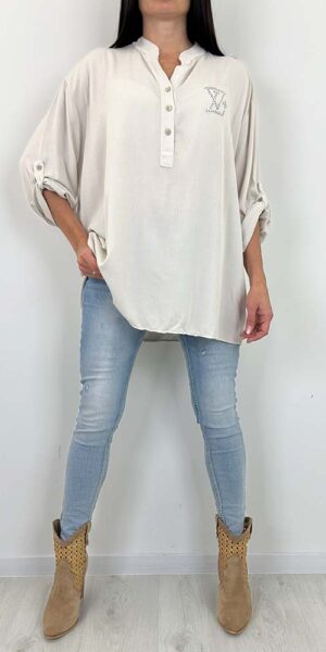 KARGO  KOSZULA BLUZKA LEJĄCA plus size kremowa (jasno beżowa )